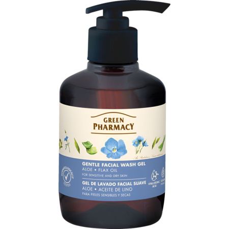 Green Pharmacy Aloe Y Aceite De Lino Gel De Lavado Facial Suave Gel facial limpia suavemente en profundidad elimina impurezas y calma tu piel 50 ml