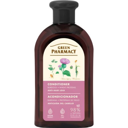 Green Pharmacy Bardana Y Proteínas De Trigo Acondicionador Acondicionador vegano hidrata fortalece y nutre ideal para cabello débil y quebradizo 300 ml