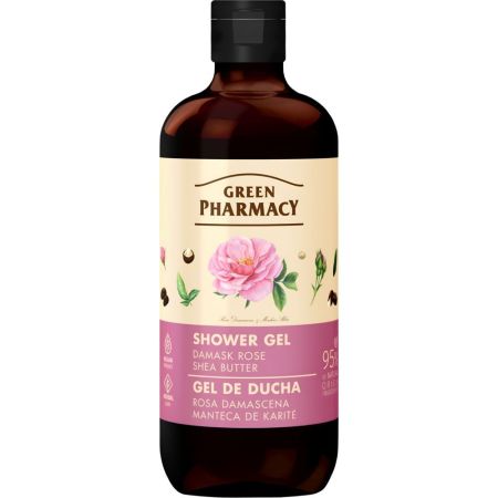 Green Pharmacy Rosa Damascena Y Manteca De Karité Gel De Ducha Gel de ducha vegano hidratante mejora la elasticidad alisa y tonifica con efecto rejuvenecedor 500 ml