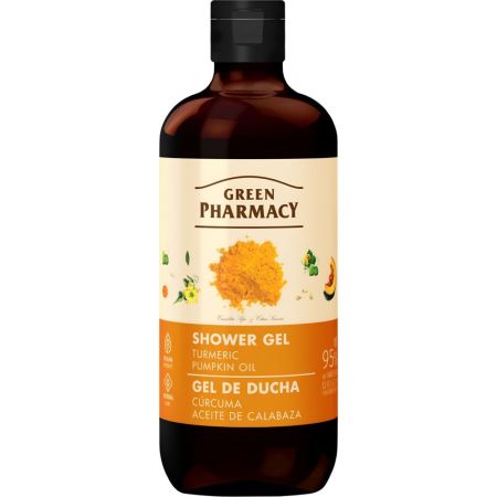 Green Pharmacy Cúrcuma Y Aceite Calabaza Gel De Ducha Gel de ducha vegano hidratante protector y antibacteriano aporta nutrientes y elasticidad 500 ml