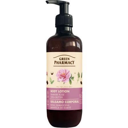 Green Pharmacy Rosa Damascena Y Manteca De Karité Bálsamo Corporal Bálsamo corporal vegano hidratante mejora la elasticidad alisa y tonifica con efecto rejuvenecedor 500 ml