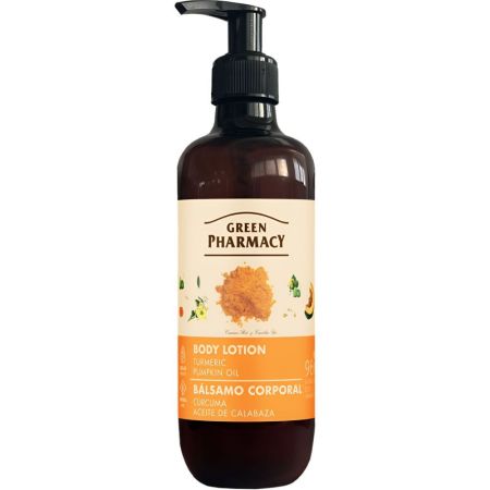 Green Pharmacy Cúrcuma Y Aceite Calabaza Bálsamo Corporal Bálsamo corporal vegano hidratante protector y antibacteriano aporta nutrientes y elasticidad 500 ml