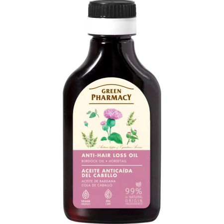Green Pharmacy Aceite De Barbana Y Cola De Caballo Aceite Anticaída Aceite capilar vegano anticaída mantiene la salud estimulando el crecimiento del cabello 100 ml