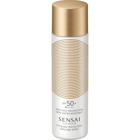 Sensai Silky Bronze Cooling Protective Suncare Spray Spf 50+ Spray solar antiedad proporciona sensación refrescante con fragancia a melocotón 150 ml