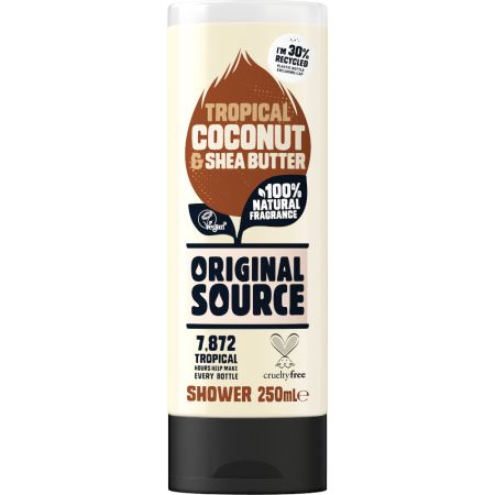 Original Source Tropical Coconut & Shea Butter Shower Gel de ducha vegano con aroma a coco y manteca de karité 250 ml