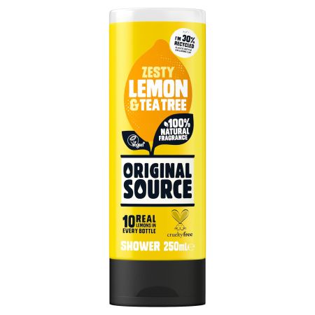 Original Source Zesty Lemon & Tea Tree Shower Gel de ducha vegano refrescante con aroma a limón y árbol del té 250 ml