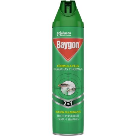Baygon Insecticida Fórmula Plus Cucarachas Y Hormigas 2 En 1 Insecticida elimina al instante todo tipo de hormigas cucarachas y chinches hasta 4 semanas 400 ml