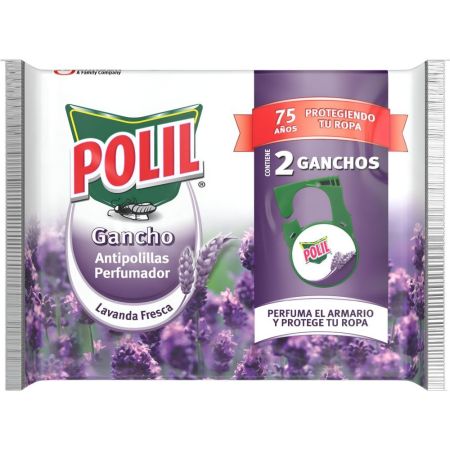 Polil Gancho Antipolillas Perfumador Gancho perfumado antipolillas protege ropa y armacios con agradable aroma a lavanda fresca 2 uds