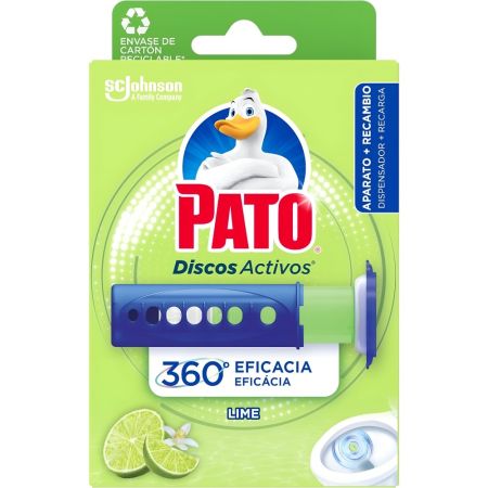 Pato Ambientador Wc Discos Activos Lime Ambientador wc desinfectante con aroma a lima 1 aparato + 6 recargas