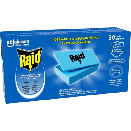 Raid Insecticida Eléctrico Pastillas Sin Fragancia Recambio Insecticida eléctrico en pastillas para mosquitos común y tigre sin olor 30 uds