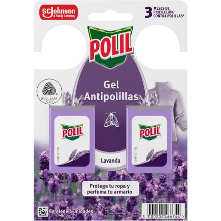 Polil Lavanda Gel Antipolillas Gel antipolillas protege tu ropa y perfuma tu armario con aroma a lavanda 2 uds