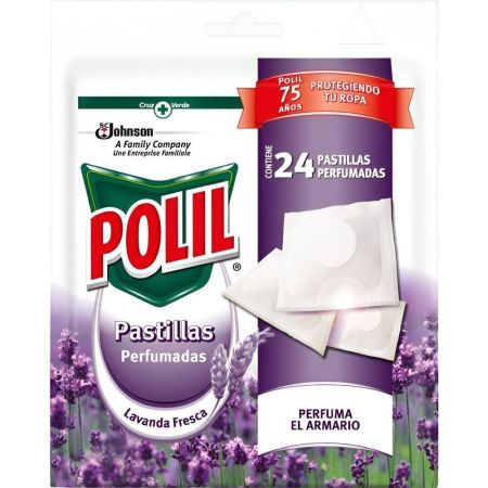 Polil Pastillas Perfumadas Pastillas perfumadas antipolillas protege ropa y armarios con agradable aroma a lavanda fresca 24 uds