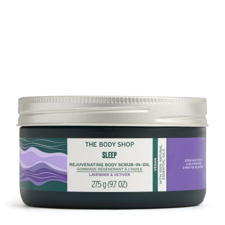 The Body Shop Sleep Rejuvenating Body Scrub-In-Oil Exfoliante corporal de sal y aceite 100% natural de lavanda y vetiver 275 gr