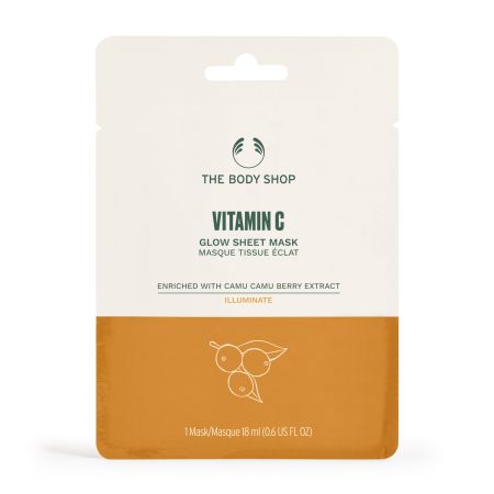 The Body Shop Vitamin C Glow Sheet Mask Illuminate Mascarilla facial iluminadora para piel brillante y radiante en 15 minutos