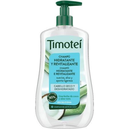 Timotei Hidratante Y Revitalizante Champú Champú hidratante rellena y reupera el brillo con aceite de coco para cabello seco y deshidratado 600 ml