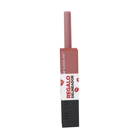 Revlon Colorstay Suede Ink+Longwear Lip Liner Gratis Pakc barra de labios vegana acabado mate intenso hasta 8 horas de duración y perfilador de labios color intenso y duradero no transfiere