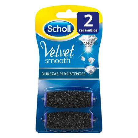 Scholl Velvet Smooth Durezas Persistentes Recambio Lima electrónica elimina durezas persistentes y exfolia la piela acabado suave 2 uds