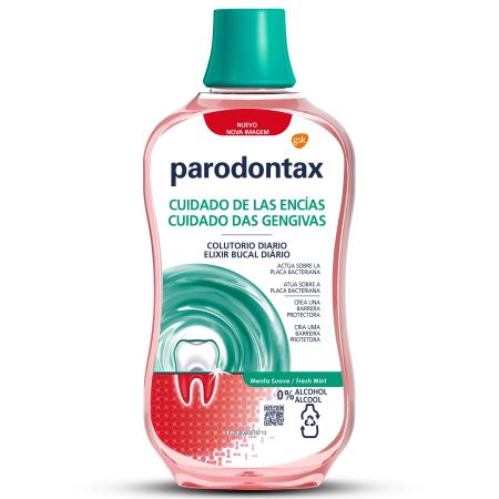 Parodontax Cuidado De Las Encías Colutorio Diario Menta Suave Enjuage bucal cuidado activo de encías y dientes 0% alcohol 500 ml