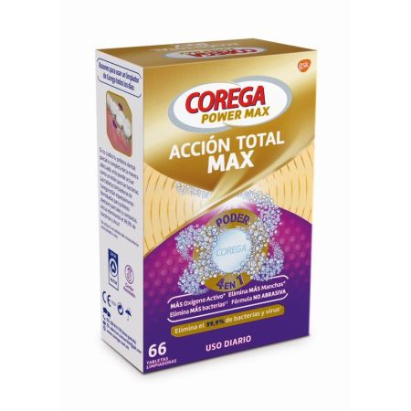 Corega Tabletas Limpiadoras Para Prótesis Dentales Acción Total Tabletas limpiadoras para prótesis dentales ofrecen gran desinfección y frescor 66 uds