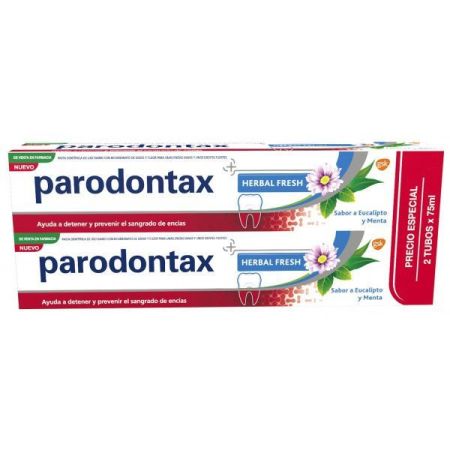 Parodontax Herbal Fresh Pasta Dentífrica Duplo Precio Especial Pasta de dientes detiene y previene el sangrado de encías sabor eucalipto y menta 2x75 ml