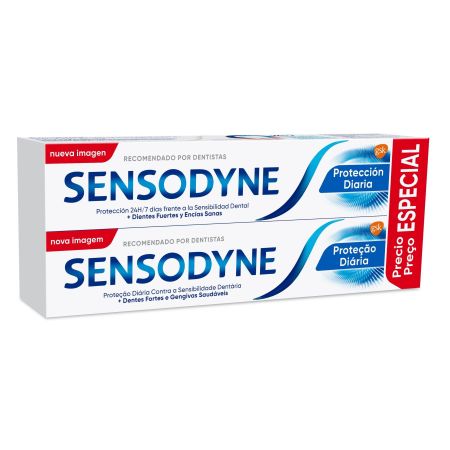 Sensodyne Dentífrico Protección Diaria Duplo Precio Especial Pasta de dientes de uso diario con protección anticaries 2x75 ml