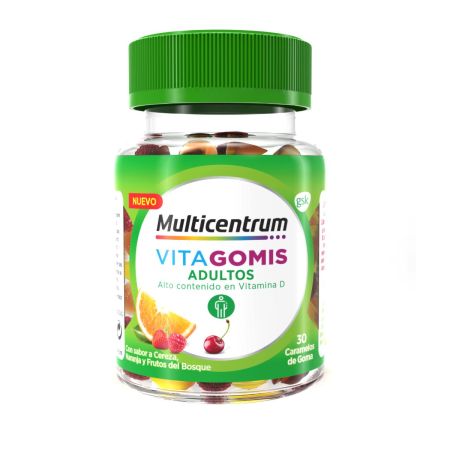 Multicentrum Complemento Alimenticio Vita Gomis Adultos Caramelos de goma nutren y responden a necesidades nutricionales sabor cereza y naranja 30 uds