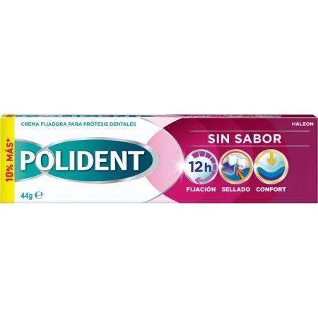 Polident Crema Fijadora Sin Sabor Crema fijadora para prótesis dentales hasta 12 horas de fijación 44 gr