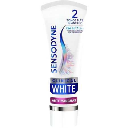 Sensodyne Dentífrico Clinical White Anti-Manchas Pasta de dientes blanquea y protege eliminando manchas y aliviando la sensibilidad 75 ml
