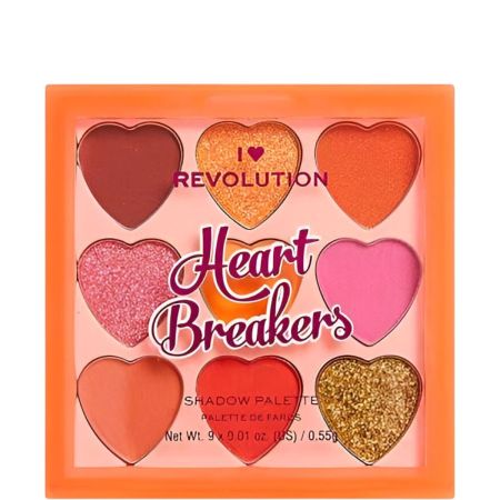 Revolution I Heart Revolution Heart Breakers Shadow Palette Paleta de sombras de ojos en corazón con acabado mate y metálicas 9 tonos