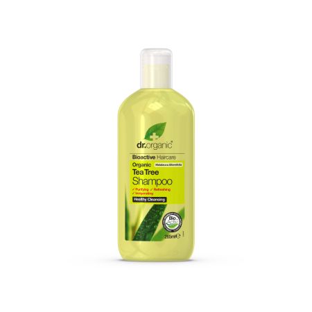 Dr.Organic Bioactive Haircare Organic Tea Tree Shampoo Champú vegano anticaspa y purificante limpieza profunda con árbol del té 265 ml