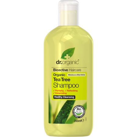 Dr.Organic Bioactive Haircare Organic Tea Tree Shampoo Champú vegano anticaspa y purificante limpieza profunda con árbol del té 265 ml