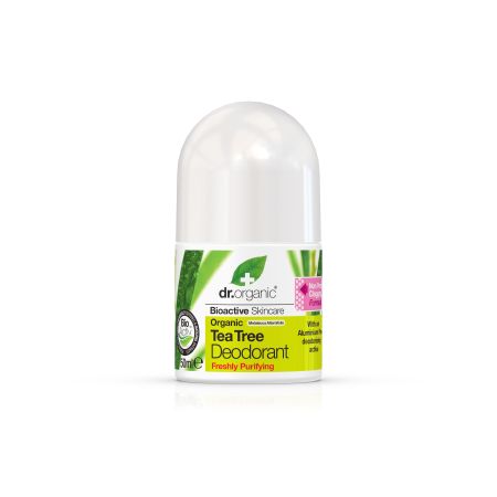 Dr.Organic Bioactive Skincare Organic Tea Tree Desodorante Roll-On Desodorante vegano sin alcohol protección eficaz con árbol del té 150 ml