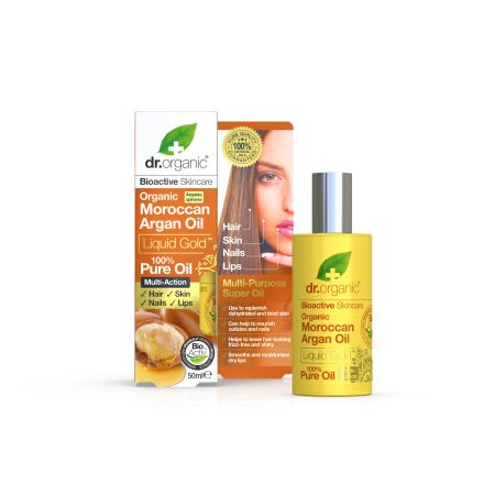 Dr.Organic Bioactive Skincare Organic Moroccan Argan Oil Liquid Gold Aceite puro vegano nutre y revitalliza para cabello rostro labios y uñas con aceite de argán marroquí 50 ml