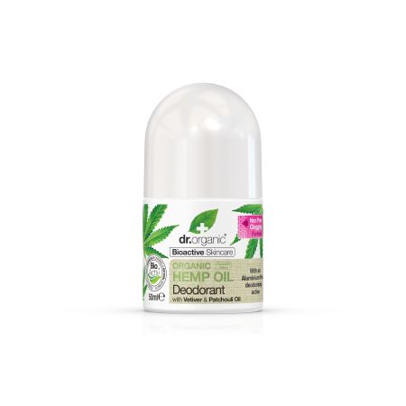 Dr.Organic Organic Hemp Oil Desodorante Roll-On Desodorante vegano sin alcohol protección duradera y eficaz 50 ml