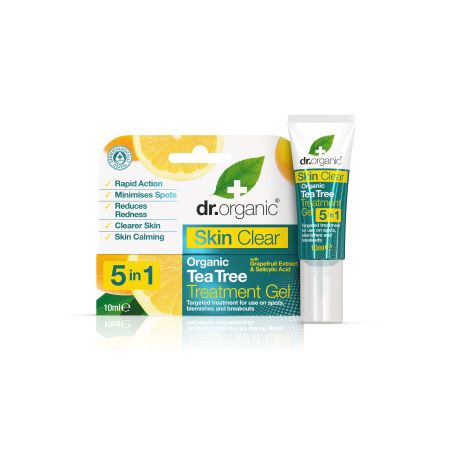 Dr.Organic Skin Clear Tea Tree Treatment Gel 5 In 1 Tratamiento vegano antimanchas y antiimperfecciones con árbol del té 10 ml