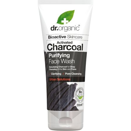 Dr.Organic Bioactive Skincare Activated Charcoal Purifying Face Wash Limpiador facial vegano purificante elimina exceso de grasa y restos de maquillaje con carbón activo 200 ml
