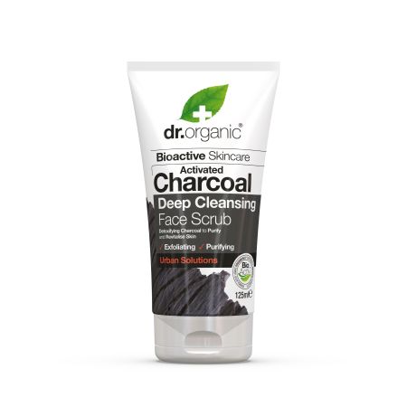 Dr.Organic Bioactive Skincare Activated Charcoal Deep Cleansing Exfoliante vegano limpieza profunda de impurezas y células muertas 125 ml