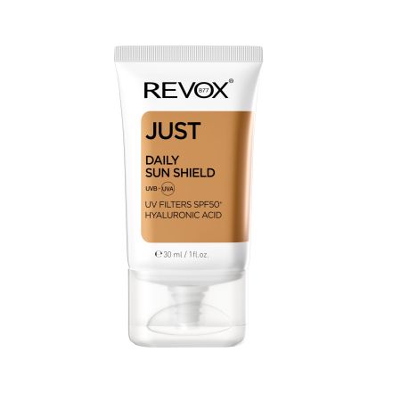 Revox Just Daily Sun Shield Spf 50+ Crema solar antienvejicimiento hidrata y suaviza con ácido hialurónico 30 ml