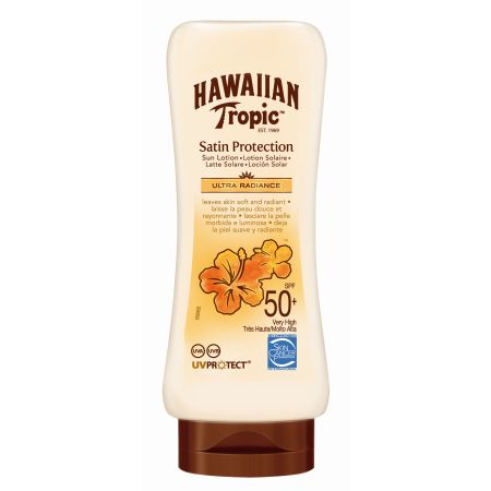Hawaiian Tropic Satin Protection Ultra Radiance Loción Solar Spf 50+ Leche solar corporal muy resistente al agua con textura no grasa para una piel radiante 180 ml