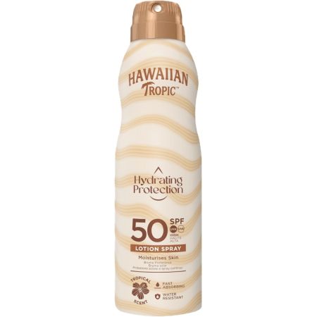 Hawaiian Tropic Hydrating Protection Spf 50 Lotion Spray Loción solar corporal resistente al agua bronceado uniforme piel suave e hidratada 220 ml
