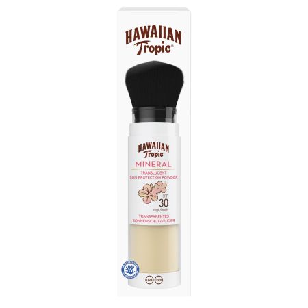 Hawaiian Tropic Mineral Translucent Sun Protection Powder Spf 30 Brocha de maquillaje con color y protección absorbe el exceso de grasa para acabado mate