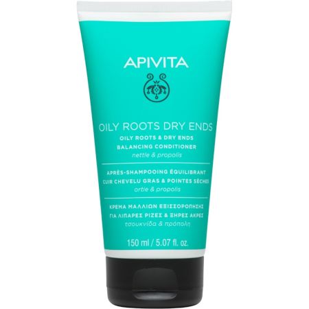 Apivita Oily Roots & Dry Ends Balancing Conditioner Acondicionador equilibrante limpia suavemente hidratando suavizando y reparando puntas secas 150 ml