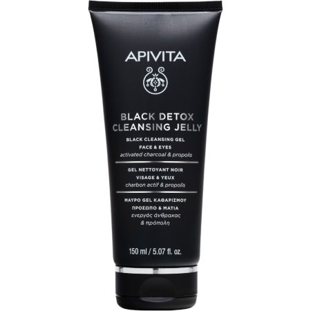 Apivita Black Detox Cleansing Jelly Limpiador detox limpia desmaquilla purifica e ilumina con carbón activo y propóleo 150 ml
