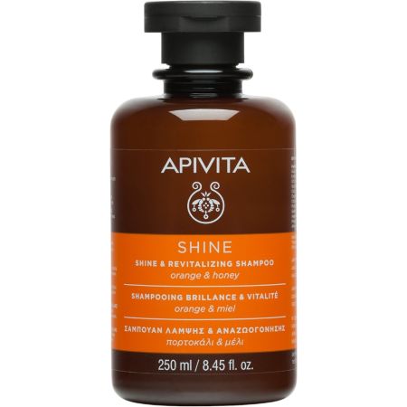 Apivita Shine & Revitalizing Shampoo Champú revitalizante limpia suavemente ofreciendo brillo y vitalidad con aceites esenciales para todo tipo de cabellos 250 ml