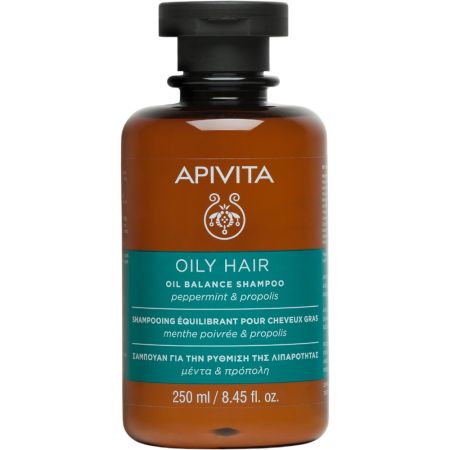 Apivita Oily Hair Oil Balance Shampoo Champú equilibrante limpia eficazmente respetando la flora natural y regulando el exceso de grasa para cabello graso 250 ml