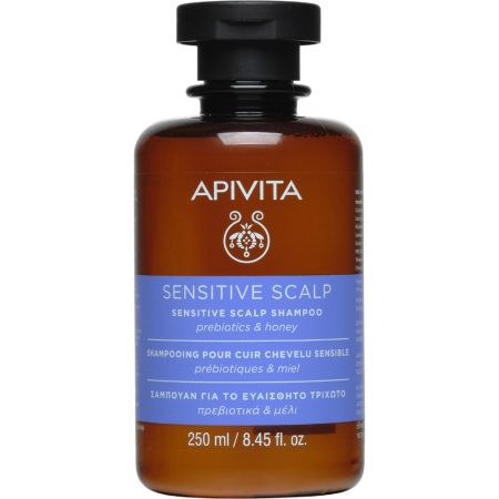 Apivita Sensitive Scalp Shampoo Champú limpiador calma el cuero cabelludo hidratando y reduciendo el picor para cabello sensible o irritado 250 ml