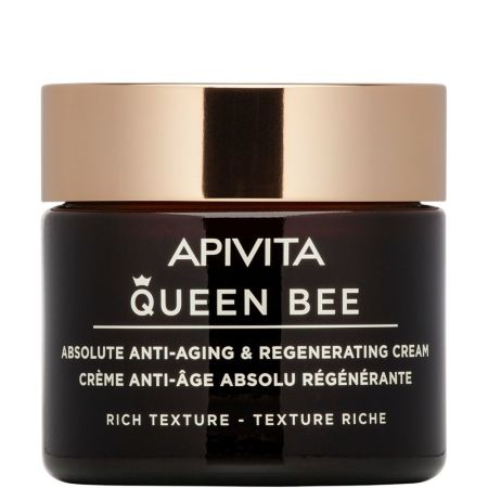 Apivita Queen Bee Absolute Anti-Aging & Regenerating Cream Rich Crema facial rica ilumina y unifica el tono de la piel ofreciendo hidratación absoluta y piel más firme 50 ml