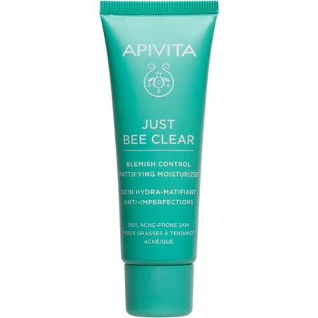 Apivita Just Bee Clear Blemish Control Mattifying Moisturizer Crema gel facial ultraligero controla imperfecciones minimizando poros con un 5% de niacinamica 500 ml