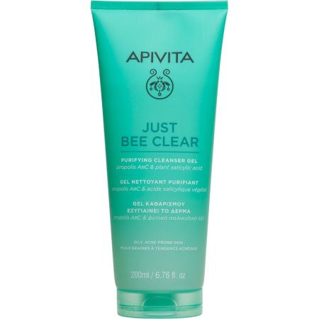 Apivita Just Bee Clear Purifying Cleanser Gel Gel limpiador purificante refresca y tonifica para una piel luminosa 200 ml