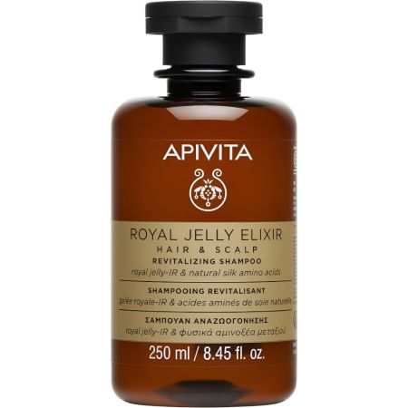 Apivita Royal Jelly Elixir Hair & Scalp Revitalizing Shampoo Champú de textura ligera restaura la fuerza la vitalidad y el brillo ideal para cabello débil apagado y frágil 250 ml